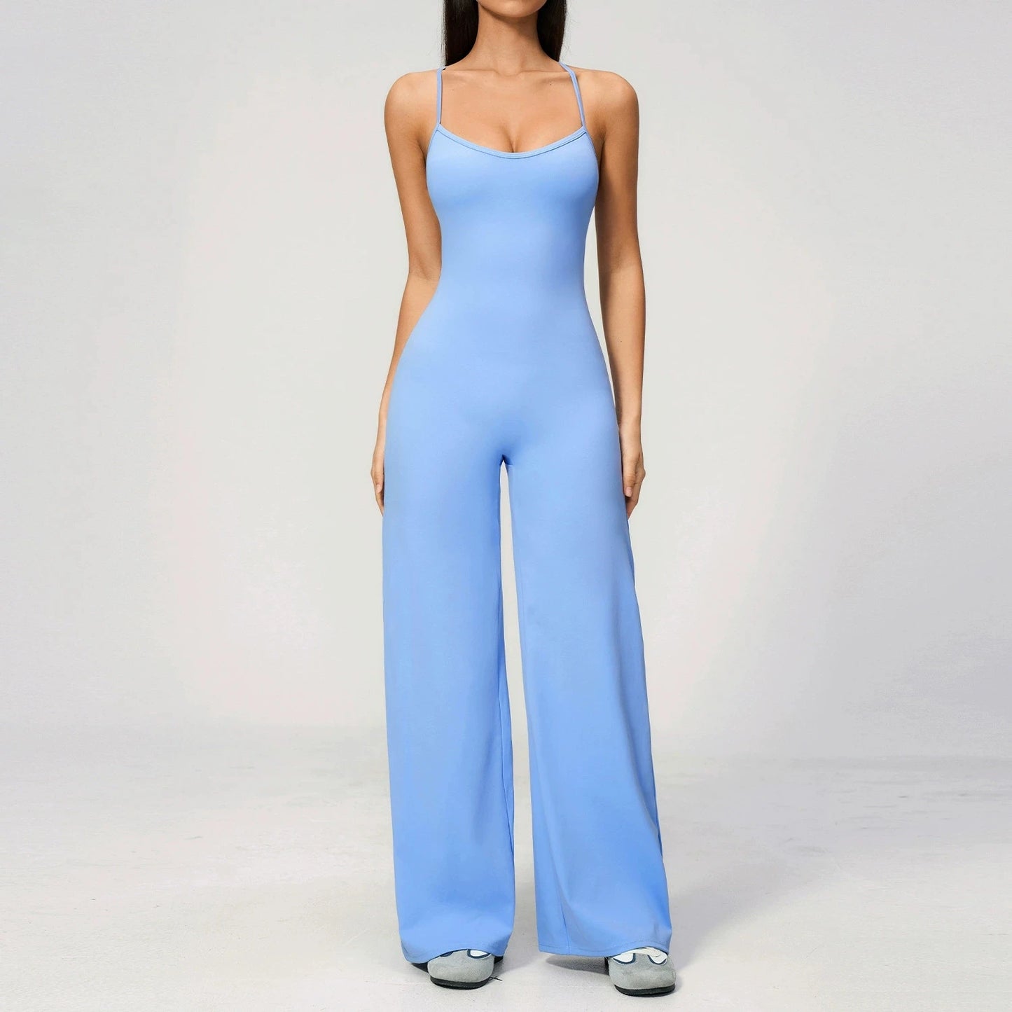 Seamless Jumpsuit Gym Set Women Yoga Suit Back Cross Flared Pant Rompers Women'S Sexy Sports One-Piece Fitness Workout Bodysuits