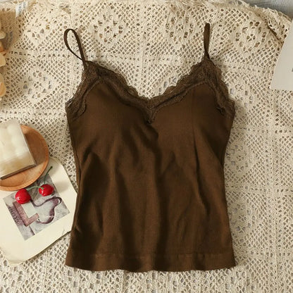 High Quality Breathable Lace Camisole Wire-Free Solid Color Summer Top Strap Bra Sexy Style Bottoming Shirt