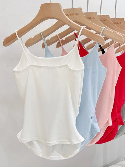 2026 Summer New Slim Fit Waist Sleeveless Sexy Crop Top Women'S Tank Top Backless Cotton Camisole Solid Color Versatile