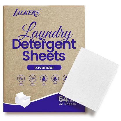 Fragrance Free Laundry Detergent Sheets Travel Eco-Friendly 32 Loads Clothes Washing Detergent Sheets Plastic-Free Washer Strips