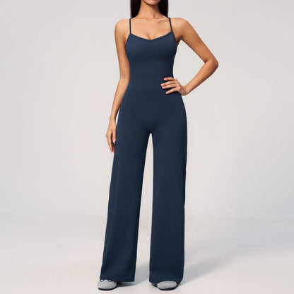 Seamless Jumpsuit Gym Set Women Yoga Suit Back Cross Flared Pant Rompers Women'S Sexy Sports One-Piece Fitness Workout Bodysuits