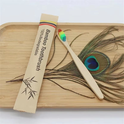 Bamboo Toothbrushes 100Pcs Eco Friendly Resuable Toothbrush Adult Wooden Soft Tooth Brush Eco Friendly Vegan