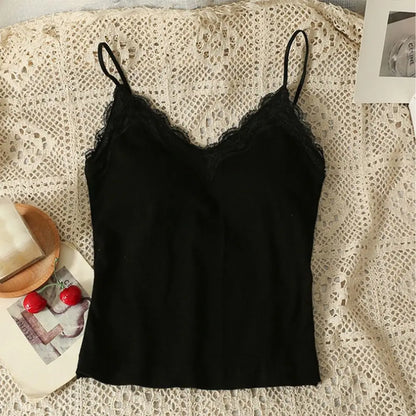 High Quality Breathable Lace Camisole Wire-Free Solid Color Summer Top Strap Bra Sexy Style Bottoming Shirt