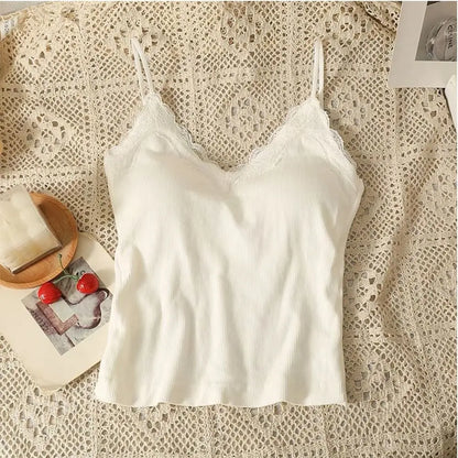 High Quality Breathable Lace Camisole Wire-Free Solid Color Summer Top Strap Bra Sexy Style Bottoming Shirt