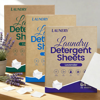 Fragrance Free Laundry Detergent Sheets Travel Eco-Friendly 32 Loads Clothes Washing Detergent Sheets Plastic-Free Washer Strips