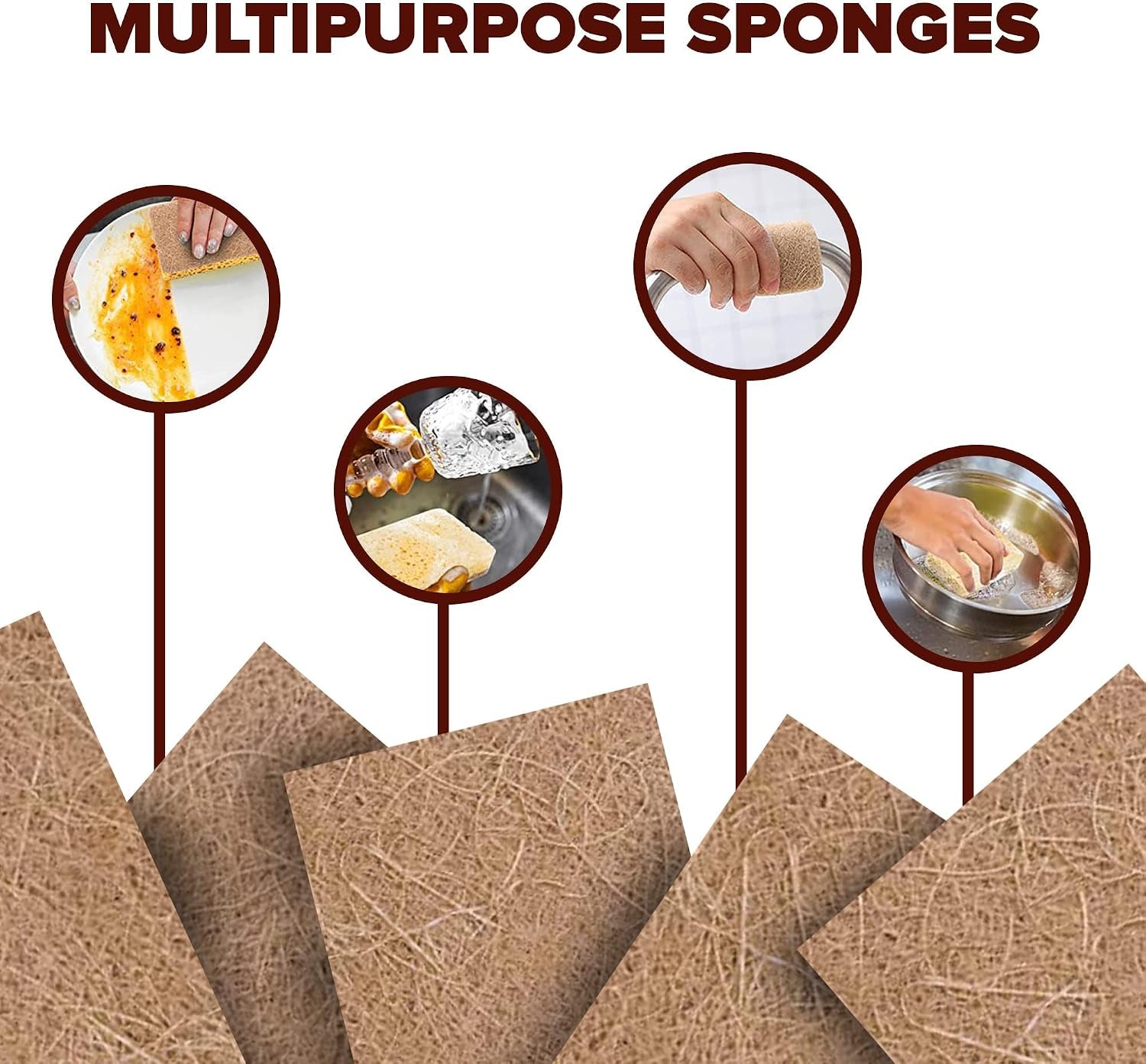 Naturals 6 PCS Eco-Friendly Kitchen Loofah Sponges