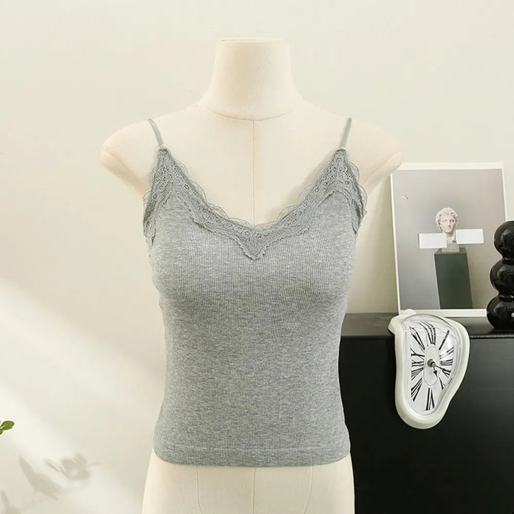 High Quality Breathable Lace Camisole Wire-Free Solid Color Summer Top Strap Bra Sexy Style Bottoming Shirt