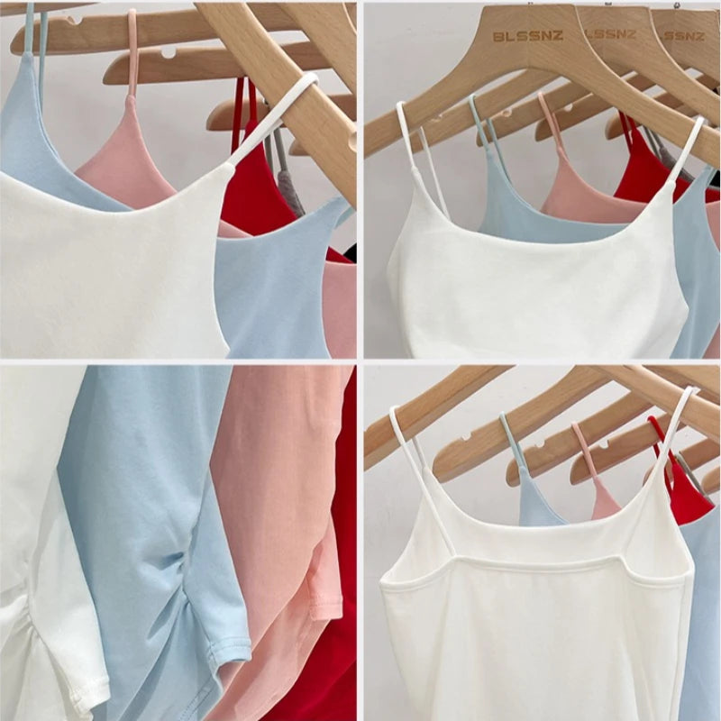 2026 Summer New Slim Fit Waist Sleeveless Sexy Crop Top Women'S Tank Top Backless Cotton Camisole Solid Color Versatile