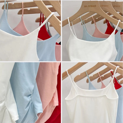 2026 Summer New Slim Fit Waist Sleeveless Sexy Crop Top Women'S Tank Top Backless Cotton Camisole Solid Color Versatile