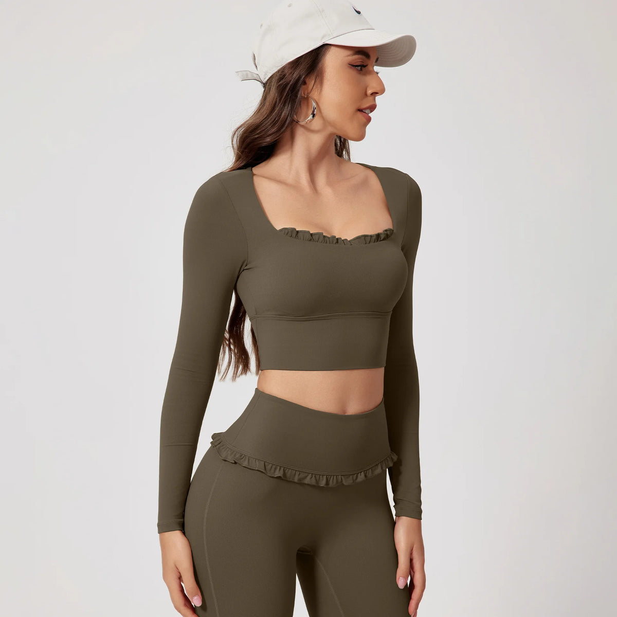 New Summer 2Pcs Women Gym Yoga Female Outfit Outdoor Sports Quick-Dry Long-Sleeved Shirt Set Woman Two-Piece Suit Sportswear