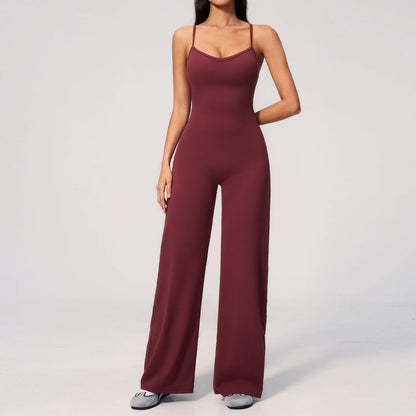 Seamless Jumpsuit Gym Set Women Yoga Suit Back Cross Flared Pant Rompers Women'S Sexy Sports One-Piece Fitness Workout Bodysuits