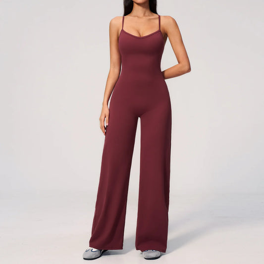 Seamless Jumpsuit Gym Set Women Yoga Suit Back Cross Flared Pant Rompers Women'S Sexy Sports One-Piece Fitness Workout Bodysuits