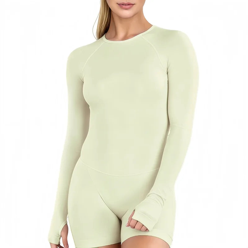 Sport Long Sleeve One Piece Women Hollow Back Yoga Bodycon Slim Fit Soft Stretch Fitness Running Gym Sports Jumpsuit