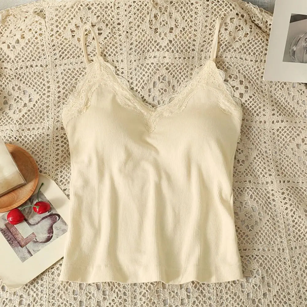 High Quality Breathable Lace Camisole Wire-Free Solid Color Summer Top Strap Bra Sexy Style Bottoming Shirt
